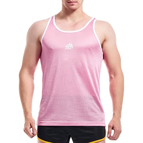 AIMPACT Herren Athletic Workout Tank Top Mesh Dry Fit Casual Sleeveless Shirts, rose, XL von AIMPACT