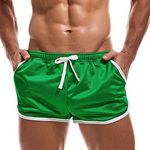AIMPACT Sport Shorts Herren 3 Inch Mesh Bodybuilding Shorts Atmungsaktiv Turnhose Herren Kurz Training Fitness Sporthose mit Tasch (Grün-L) von AIMPACT