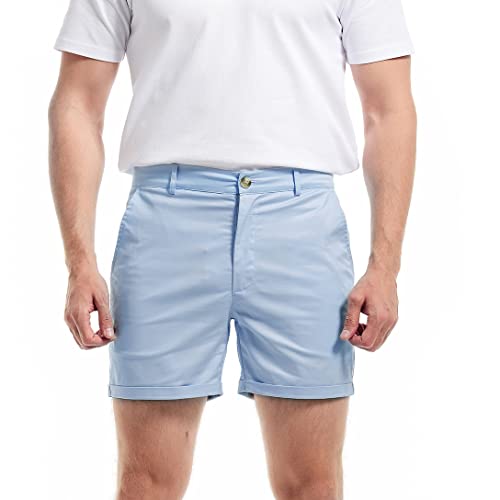 AIMPACT Herren Chino Shorts Stretch Casual Shorts 5,5 Zoll Flat Front Shorts, hellblau, 46 von AIMPACT