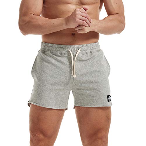 AIMPACT Herren Laufshorts Fitnesshose Sport Shorts Bermuda Casual Baumwolle Kurz Hose mit Tasche (Grau M) von AIMPACT