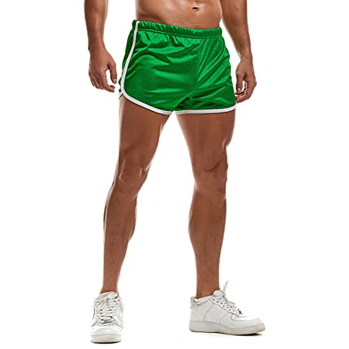 AIMPACT Herren Laufshorts Sporthose Fitness Kurz Hose Training Mesh Sport Muskeln Atmungsaktiv Shorts (Grün L) von AIMPACT