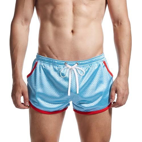 AIMPACT Sport Shorts Herren 3 Inch Mesh Bodybuilding Shorts Atmungsaktiv Turnhose Herren Kurz Training Fitness Sporthose mit Tasch (Hellblau-M) von AIMPACT