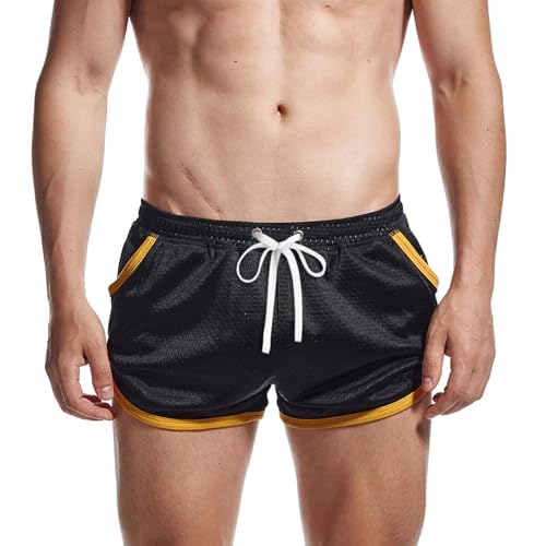 AIMPACT Sport Shorts Herren 3 Inch Mesh Bodybuilding Shorts Atmungsaktiv Turnhose Herren Kurz Training Fitness Sporthose mit Tasch (Schwarz-S) von AIMPACT