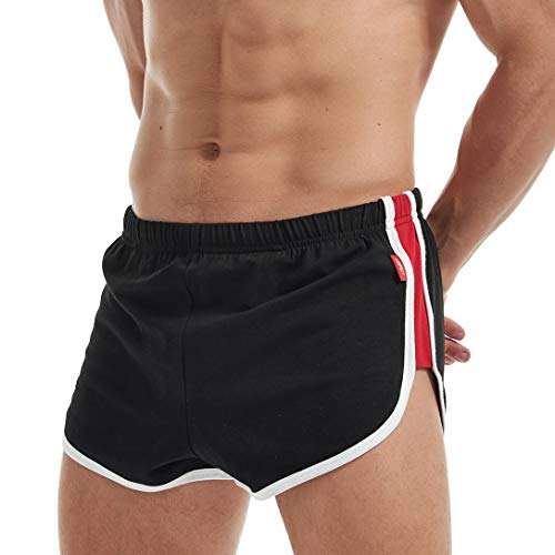 AIMPACT Herren Sport Running Shorts Schnell Trocknend Kurze Sporthose Side Split Trainingsshorts(SchwarzXL) von AIMPACT