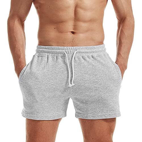 AIMPACT Herren Sport Shorts Schnelltrocknend Kurz Hose Sommer Laufshorts mit Reißverschlusstasche (Hellgrau M) von AIMPACT