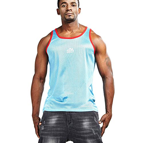 AIMPACT Herren Sport Tank Top Running Basketball Muskelshirt Athletic Mesh Bodybuilding Weste (Blau S) von AIMPACT