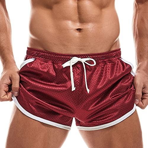 AIMPACT Herren Sports Running Shorts Training Fitness Schnelltrocknend Kurze Hose mit Tasche (WeinRot S) von AIMPACT