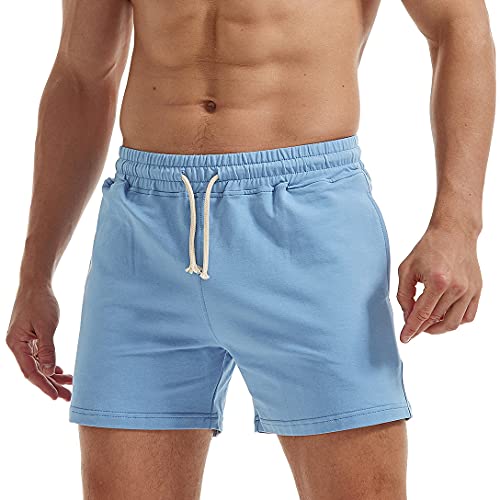 AIMPACT Herren Trainingshose Bermuda Casual Shorts Sporthose Running Sweat Shorts mit Tasche (Blua L) von AIMPACT