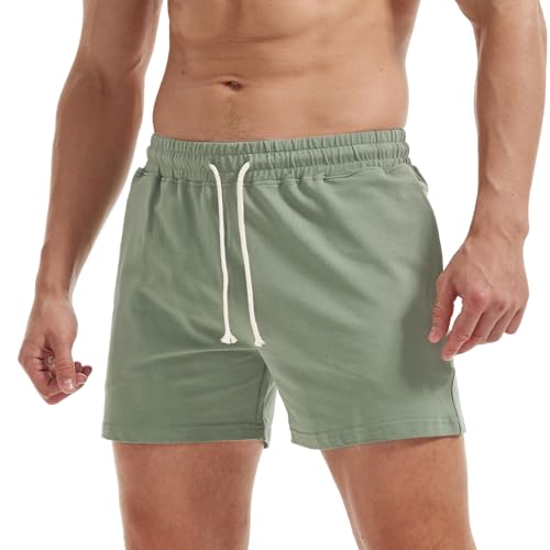 AIMPACT Jogginghose Herren Kurz 5 Inch Baumwolle Sporthose Herren Kurz Atmungsaktive Sweatshorts Herren Traininghose mit Taschen (AquaGreen-XL) von AIMPACT