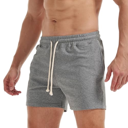 AIMPACT Jogginghose Herren Kurz 5 Inch Baumwolle Sporthose Herren Kurz Atmungsaktive Sweatshorts Herren Traininghose mit Taschen (Dunkelgrau-L) von AIMPACT