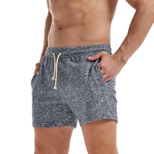 AIMPACT Jogginghose Herren Kurz 5 Inch Sweatshorts Herren Kurze Hosen Baumwolle Fitnesshose Traininghose mit Taschen (Grau-M) von AIMPACT