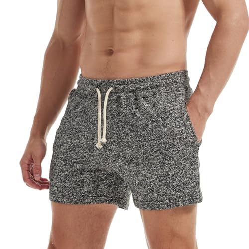 AIMPACT Jogginghose Herren Kurz 5 Inch Sweatshorts Herren Kurze Hosen Baumwolle Fitnesshose Traininghose mit Taschen (Dunkelgrau-L) von AIMPACT