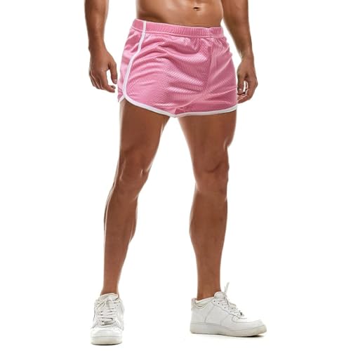 AIMPACT Sport Shorts Herren 3 Inch Turnhose Herren Kurz Mesh Atmungsaktiv Bodybuilding Shorts Fitness Training Sporthose (Rosa-S) von AIMPACT