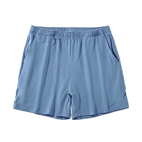 AIMPACT Mens Lounge Shorts 4 Inch Cotton Soft Sleep Shorts Elastic Waist Pajama Bottoms with Zippered Pocket(BlueHazeM) von AIMPACT