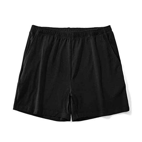 AIMPACT Mens Lounge Shorts 4 Inch Cotton Soft Sleep Shorts Elastic Waist Pajama Bottoms with Zippered Pocket（Schwarz XL） von AIMPACT