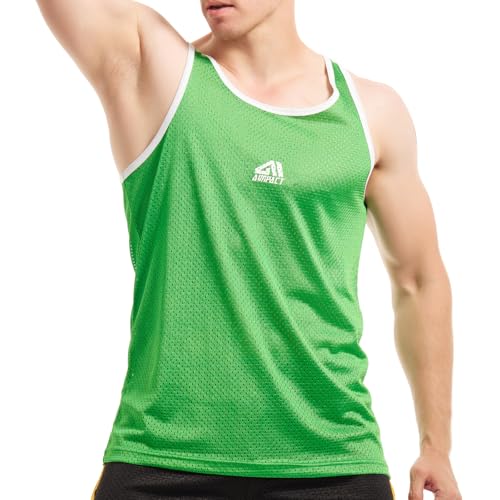 AIMPACT Muskelshirts Herren Mesh Sport Unterhemd Tanktop Herren Sport Sommer Ärmelloser T-Shirt Atmungsaktive (Grün-XL) von AIMPACT