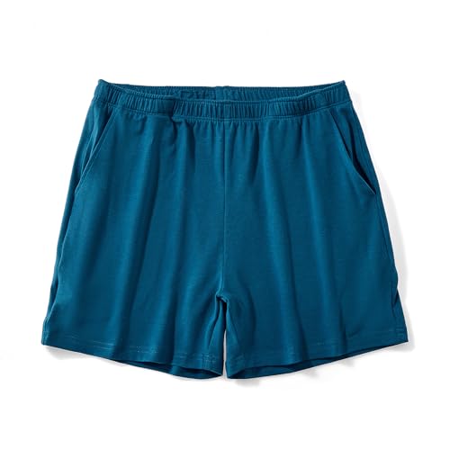 AIMPACT Schlafanzughose Herren Kurz 4 Inch Weich Pyjama Hosen Herren Kurz mit Seitentaschen & Elastischem (LakeBlue-M) von AIMPACT