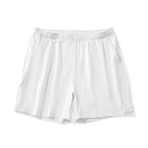 AIMPACT Schlafanzughose Herren Kurz 4 Inch Weich Pyjama Hosen Herren Kurz mit Seitentaschen & Elastischem (Weiß-M) von AIMPACT