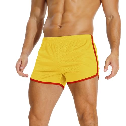 AIMPACT Sport Shorts Herren 3 Inch Turnhose Herren Kurz Mesh Atmungsaktiv Bodybuilding Shorts Fitness Training Sporthose (Gelb-S) von AIMPACT