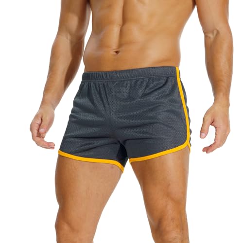 AIMPACT Sport Shorts Herren 3 Inch Turnhose Herren Kurz Mesh Atmungsaktiv Bodybuilding Shorts Fitness Training Sporthose (Grau-S) von AIMPACT