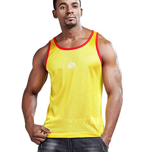 AIMPACT Sport T Shirt Muskelshirt Basketball Gym Sport Bodybuilding Mesh Tanktop (Gelb L) von AIMPACT