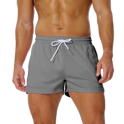 AIMPACT Sporthose Herren Kurz 3 Inch Mesh Basketball Shorts Herren Atmungsaktive Jogginghose Kurz Tennishose mit Taschen (Dunkelgrau-XS) von AIMPACT