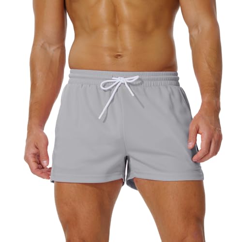 AIMPACT Sporthose Herren Kurz 3 Inch Mesh Basketball Shorts Herren Atmungsaktive Jogginghose Kurz Tennishose mit Taschen (Hellgrau-XXL) von AIMPACT