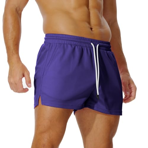 AIMPACT Sporthose Herren Kurz 3 Inch Mesh Basketball Shorts Herren Atmungsaktive Jogginghose Kurz Tennishose mit Taschen (Lila-XXL) von AIMPACT