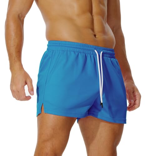 AIMPACT Sporthose Herren Kurz 3 Inch Mesh Basketball Shorts Herren Atmungsaktive Jogginghose Kurz Tennishose mit Taschen (Seeblau-S) von AIMPACT