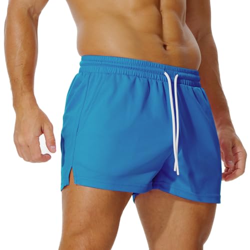 AIMPACT Sporthose Herren Kurz 3 Inch Mesh Basketball Shorts Herren Atmungsaktive Jogginghose Kurz Tennishose mit Taschen (Seeblau-XL) von AIMPACT