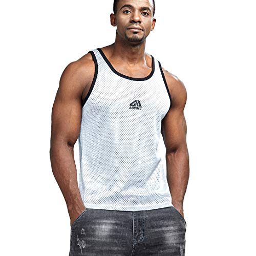 AIMPACT Training Tank-Top Shirt Sport Lauf Gym Mesh Schnelltrocknend Weste (Weiß S) von AIMPACT