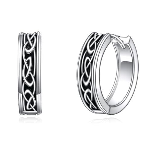Keltischer Knoten/Wikinger/Ankh Ohrringe 925 Sterling Silber Wikinger Creolen Schmuck Geschenke für Damen und Herren (Keltischer Knoten) von AINFQY