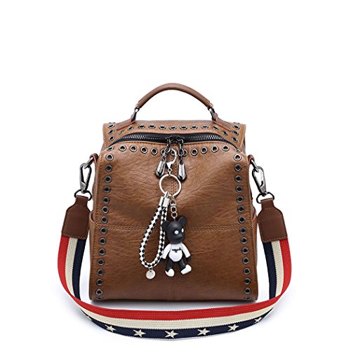 AINUOEY Damen Rucksack Taschen Frauen Elegant Tasche Stadtrucksack Rucksackhandtasche Vintage PU-Leder 73503 1-teilig Set Braun von AINUOEY