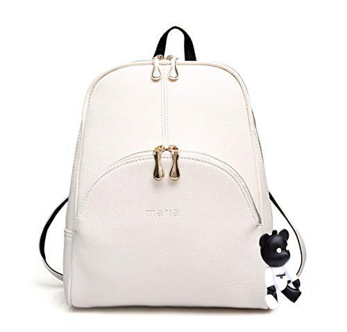 AINUOEY Damen Rucksack Taschen Frauen Elegant Tasche Stadtrucksack Rucksackhandtasche Vintage PU-Leder 76602 1-teilig Set Nicht-Gerade Weiss von AINUOEY