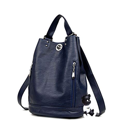 AINUOEY Damen Rucksack Taschen Frauen Elegant Tasche Stadtrucksack Rucksackhandtasche Vintage PU-Leder 76620 1-teilig set Blau von AINUOEY