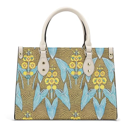 AINUOEY Damen Taschen Bedruckte Handtaschen Frauen Elegant Tasche Henkeltasche Vintage PU-Leder 40113 1-teilig set Schwarz V1 von AINUOEY