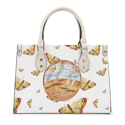 AINUOEY Damen Taschen Bedruckte Handtaschen Frauen Elegant Tasche Henkeltasche Vintage PU-Leder 40113 1-teilig set Schwarz V8 von AINUOEY