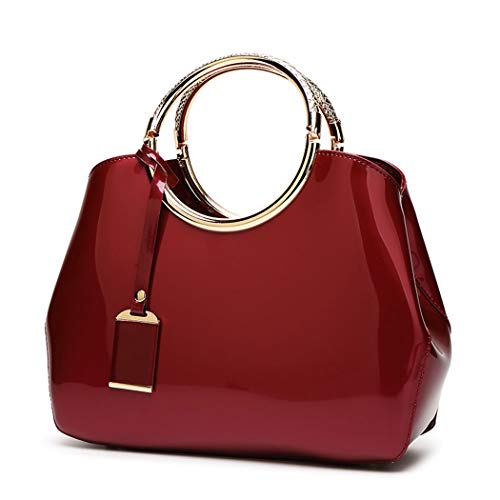 AINUOEY Damen Taschen Handtasche Frauen Elegant Tasche Henkeltasche Vintage PU-Leder 76609 1-teilig Set Weinrot von AINUOEY