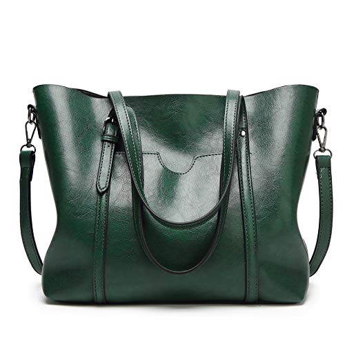 AINUOEY Damen Taschen Handtasche Frauen Elegant Tasche Henkeltasche Vintage PU-Leder 76612 1-teilig set Grün von AINUOEY