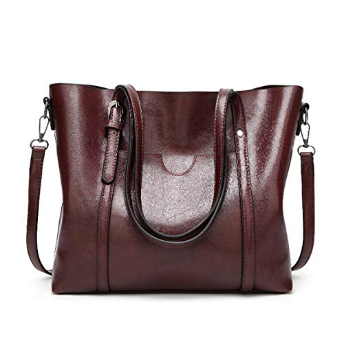 AINUOEY Damen Taschen Handtasche Frauen Elegant Tasche Henkeltasche Vintage PU-Leder 76612 1-teilig set Kaffee von AINUOEY