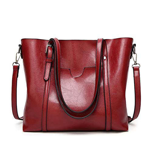 AINUOEY Damen Taschen Handtasche Frauen Elegant Tasche Henkeltasche Vintage PU-Leder 76612 1-teilig set Weinrot von AINUOEY