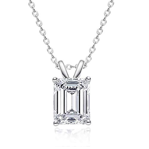 AINUOSHI 925 Sterling Silber Zirkon Halskette, Smaragdschliff Anhänger Halskette, Hypoallergen Schmuck Geschenk Für Sie Frauen Mama Muttertagsgeschenk Valentinstag von AINUOSHI