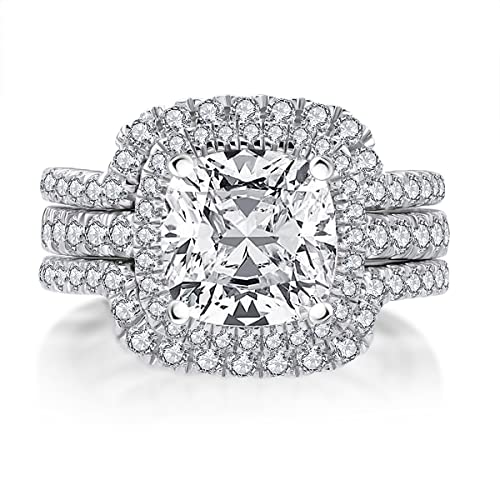 AINUOSHI 925 Sterling Silber Zirkon Verlobung Ehering Ring, 3 Karat Jubiläum Hochzeitsschmuck Geschenk von AINUOSHI