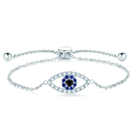 AINUOSHI Armband Damen Silber 925 Böser Blick Anhänger Moissanit Schmuck Geschenke für Frauen Mama von AINUOSHI