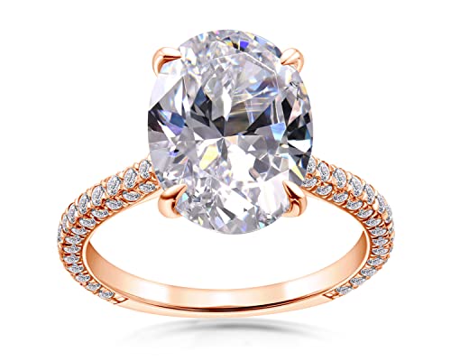 AINUOSHI Damen 925 Sterling Silber Zirkon Ring,5 Karat ovaler Damen Ewige Verlobungsring, Jubiläum Hochzeitsschmuck Geschenk Roségold, 56 (17.8) von AINUOSHI