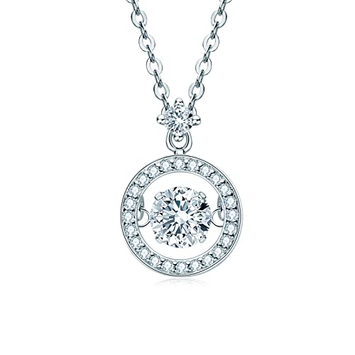 AINUOSHI Damen Kette 925 Sterling Sliber Moissanit 0,5 CT Diamant Haslkette Moissanite Tanzen Anhänger Schmuck Geschenk für Sie Frauen Mama Freundin Geburtstag von AINUOSHI