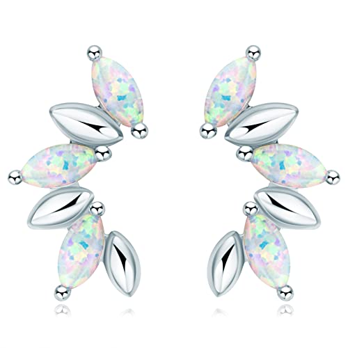 AINUOSHI Damen Ohrstecker 925 Sterling Silber Ohrringe Opal Schmuck Geschenk für Frauen Mama Oma Freundin Geburtstag Muttertagsgeschenk Valentinstag von AINUOSHI
