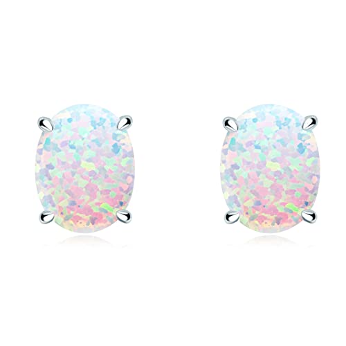 AINUOSHI Damen Opal Ohrringe Ohrstecker Silber 925，Schmuck Geschenk für Sie Frauen Mama Freundin Geburtstag Muttertagsgeschenk Valentinstag von AINUOSHI