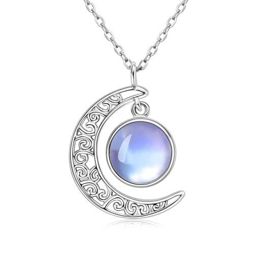 AINUOSHI Mondstein Kette 925 Sterling Silber Runder Mondstein Anhänger Halskette Mond Schmuck für Mama Geburtstag Muttertagsgeschenk Valentinstag AINUOSHI Mondstein Kette 925 Sterling Silber Runder Mondstein Anhänger Halskette Mond Schmuck für Mama Geburtstag Muttertagsgeschenk Valentinstag von AINUOSHI