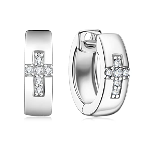 AINUOSHI Ohrringe Kreuz Silber 925 Kreuz Creole Moissanite Schmuck Geschenke Für Frauen Mama Freundin Weihnachten Muttertag Valentinstag Geburtstag von AINUOSHI